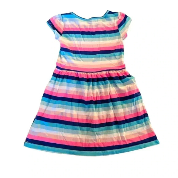 Carter's Set of 2 Girl Dresses Hearts Gray And  Colorful Stripe SZ 4T Cotton - Picture 5 of 9